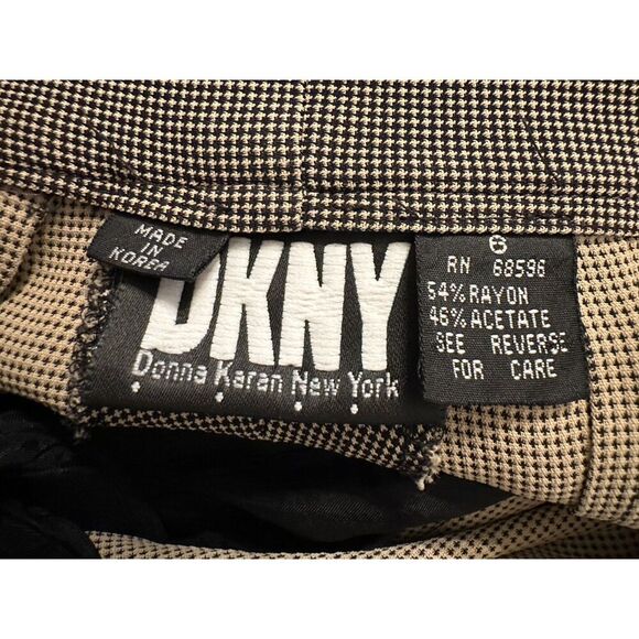Y2K Vintage DKNY High-waisted Houndstooth Plaid Trousers Size 6 - Picture 5 of 5